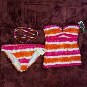 Tie-Dye Stripe Print Tankini Set